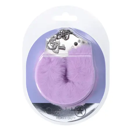 Ouch! Heavy-Duty Fluffy Handcuffs Lavender - Soft Padded Secure Model