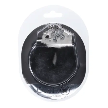 Ouch! Secure Fluffy Restraint Cuffs Black - Heavy-Duty, Soft Lining
