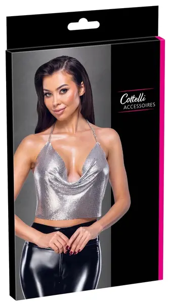 Cottelli Accessories Srebrni Metalni Halterneck Crop Top Podesivi