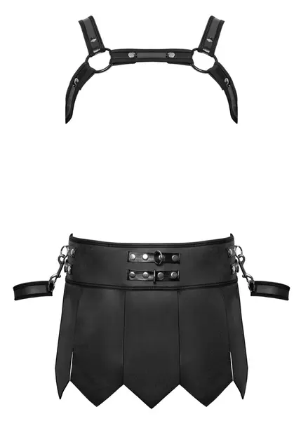 Svenjoyment Bondage Gladijator Set 2XL - Grudi Harness i Suknja, Crni Mat