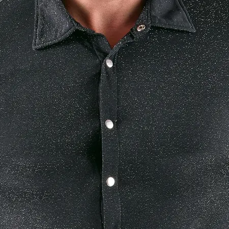 Svenjoyment Srebrni Lurex Efekat Kosulja 2XL - Sijajuci Kratki Rukavi Top