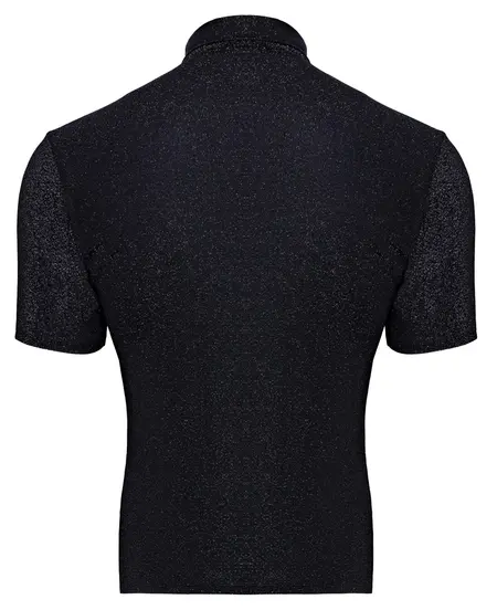 Svenjoyment Srebrni Lurex Efekat Kosulja 2XL - Sijajuci Kratki Rukavi Top
