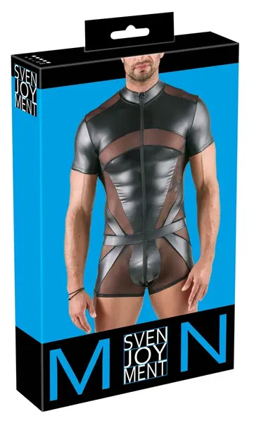 Svenjoyment Muski Crni Powernet Playsuit L sa 3-Smernim Rajsfeslusom
