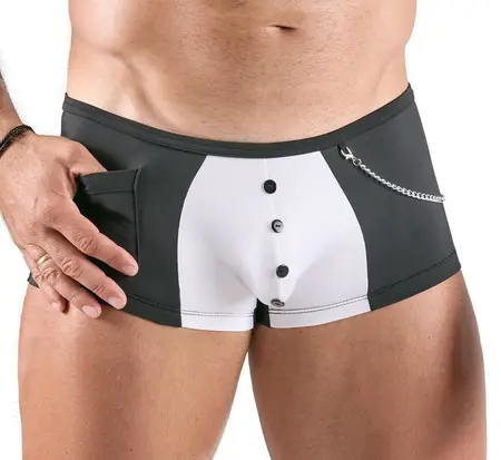 Svenjoyment Muske Pantalone Konobarskog Stila Crno-Bele sa Džepom, Velicina L