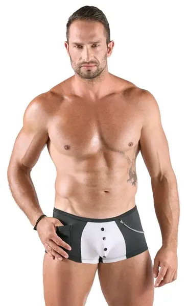 Svenjoyment Muske Pantalone Konobarskog Stila Crno-Bele sa Džepom, Velicina L