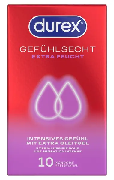 Durex Gefuhlsecht XtraFeucht 10kom Anatomski Ekstra Lubricirani Kondomi