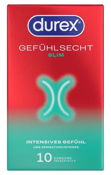 Durex Gefuhlsecht Slim 10-pak Anatomski Tanki Lateks Kondomi
