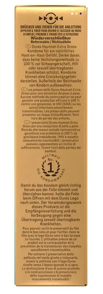 Durex Hautnah Ekstra Veliki Easy-On 10-Pak Lateks Kondomi 60mm