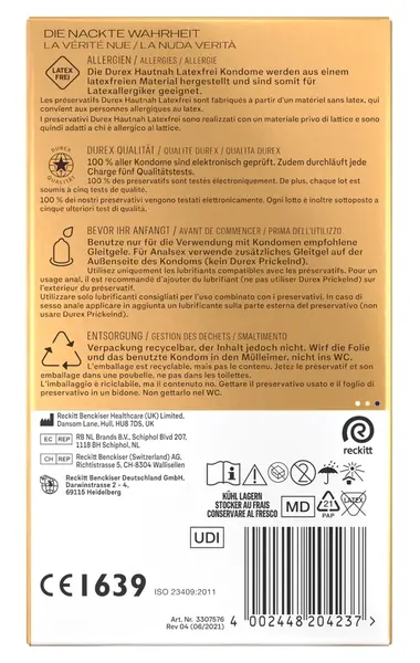 Durex Hautnah Latex-Free kondomi 16 komada Poliizopren Easy-on oblik