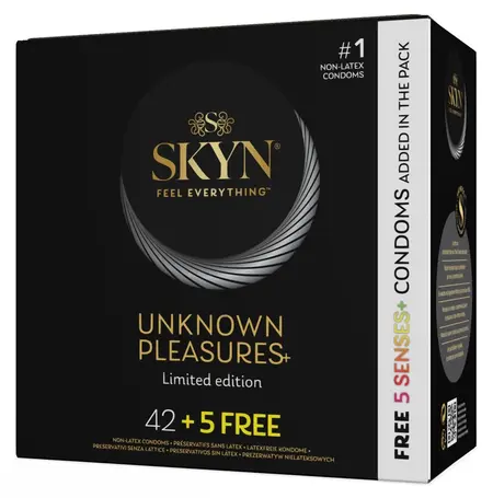 SKYN Unknown Pleasures raznovrsni set kondoma bez lateksa 42+5 gratis, 53 mm