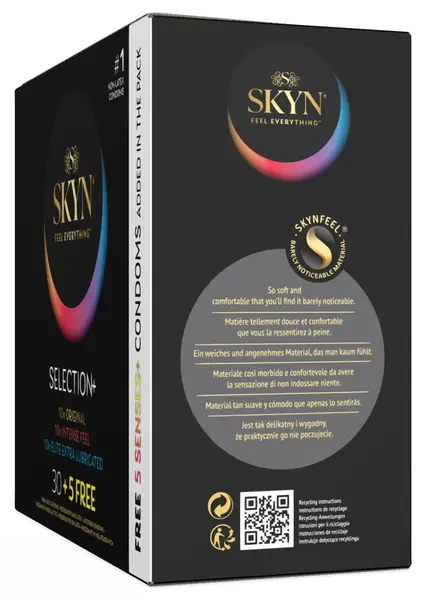 SKYN Selection+ raznovrsno pakovanje 35 veganskih kondoma bez lateksa 53 mm