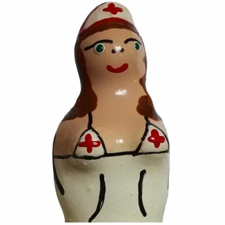 CONDOMERIE Ručno Oslikana Dekorativna Lateks Navlaka Medicinska Sestra Brineta Izdanje