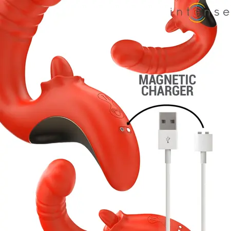 INTENSE Paulina U-Shape Dual Motor Stimulator Red Medical Silicone