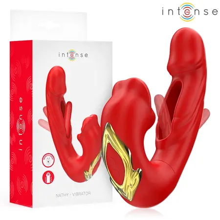 INTENSE NATHY Dual-Action Vibrator with Stimulating Suction System Red
