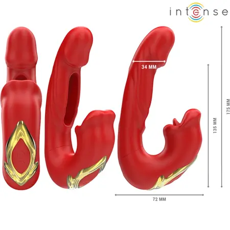 INTENSE NATHY Dual-Action Vibrator with Stimulating Suction System Red