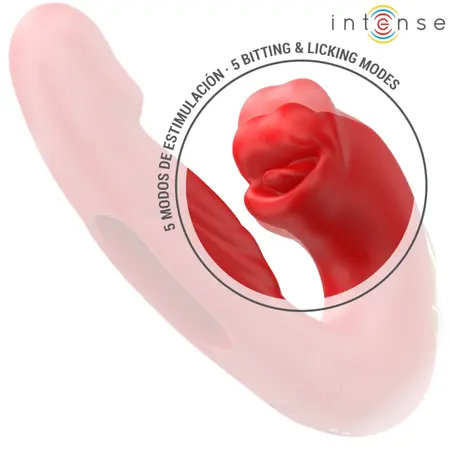 INTENSE NATHY Dual-Action Vibrator with Stimulating Suction System Red