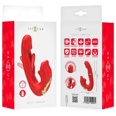 INTENSE NATHY Dual-Action Vibrator with Stimulating Suction System Red