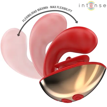 INTENSE Mariah U-Shape Vibrator & Dual Stimulator 10 Modes Red Silicone