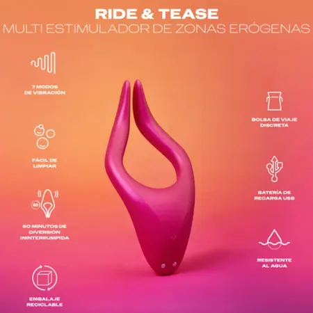 Durex Ride & Tease Multi-Zone Vibrating Toy, 7 Modes, USB Rechargeable