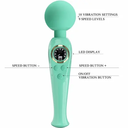 Pretty Love Skyler punjivi zeleni štapićasti maser LCD 10 režima