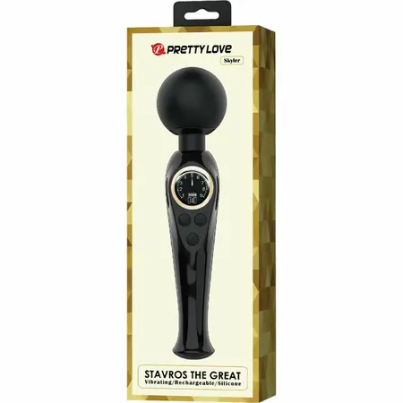 Pretty Love Skyler Wand Massager Black - 10 Modes, Flexible Silicone Head