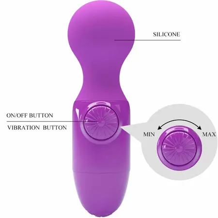 Pretty Love Wonder Mini Wand Massager Purple Silicone Compact Design