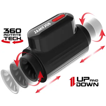 Jamyjob Vortex Tech Turbo Intimni Uređaj, 360° Rotacija, Crno-Crveni
