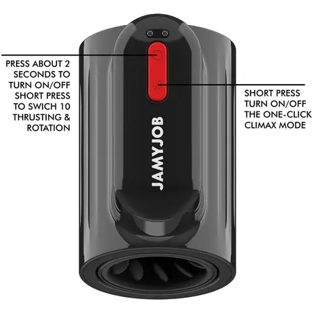 Jamyjob Vortex Tech Turbo Intimni Uređaj, 360° Rotacija, Crno-Crveni