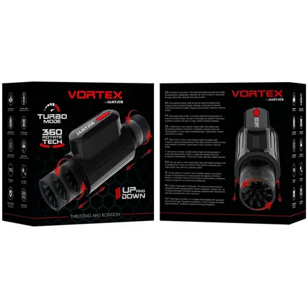 Jamyjob Vortex Tech Turbo Intimni Uređaj, 360° Rotacija, Crno-Crveni