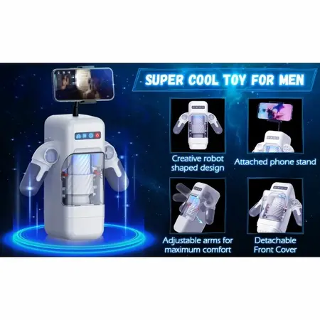 GAME CUP Thrusting & Vibrating Intimate Machine with Heating, Black, Smartphone Holder