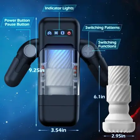 GAME CUP Thrusting & Vibrating Intimate Machine with Heating, Black, Smartphone Holder