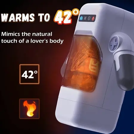 GAME CUP Thrusting & Vibrating Intimate Machine with Heating, Black, Smartphone Holder
