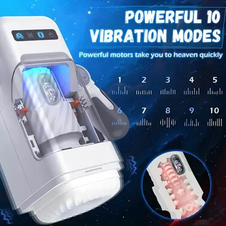 GAME CUP Thrusting & Vibrating Intimate Machine with Heating, Black, Smartphone Holder