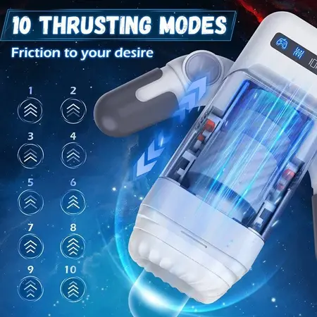 GAME CUP Thrusting & Vibrating Intimate Machine with Heating, Black, Smartphone Holder