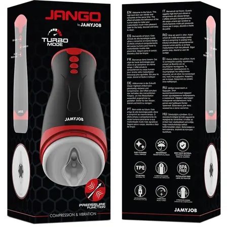 Jamyjob Jango Compression & Vibration Intimate Device, Rechargeable, Black-Red
