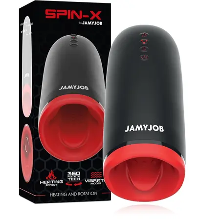 Jamyjob SPIN-X Intimni uređaj sa grejanjem i rotacionim sistemom Crni/Crveni
