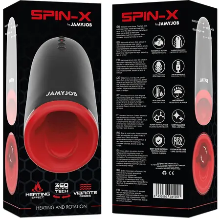 Jamyjob SPIN-X Intimni uređaj sa grejanjem i rotacionim sistemom Crni/Crveni