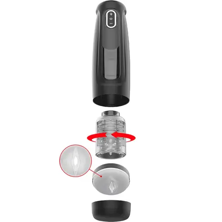 JAMYJOB Tornado 360 Tech Stroker with Rotating & Thrusting System, Black
