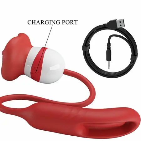Romance Alyss Red Dual Action Intimate Device with Rose Design, USB