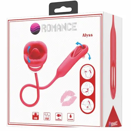 Romance Alyss Red Dual Action Intimate Device with Rose Design, USB