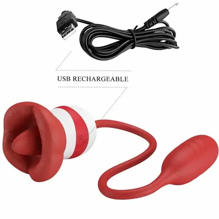 Pretty Love Aliyah Red Dual-Action Oral Simulation Device, USB, Silicone
