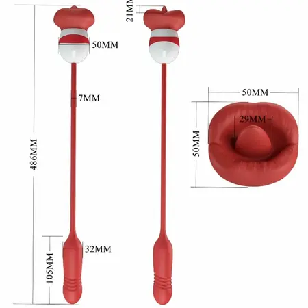 Pretty Love Ashlynn Red Oral Simulation Device with Thrusting & Licking System