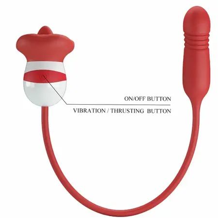 Pretty Love Ashlynn Red Oral Simulation Device with Thrusting & Licking System