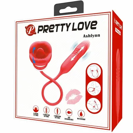 Pretty Love Ashlynn Red Oral Simulation Device with Thrusting & Licking System