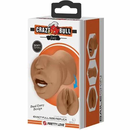CRAZY BULL Zoey Dual-Entry Intimate Machine Flesh TPR, Double Channel