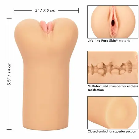 CalExotics Boundless Vulva intimni uređaj, svetla boja kože, 14cm, TPE, vodootporan