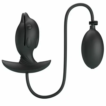 Pretty Love Inflatable Rechargeable Silicone Plug Black 10 Modes