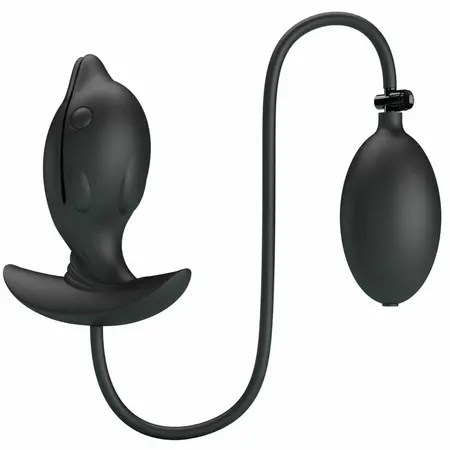 Pretty Love Inflatable Rechargeable Silicone Plug Black 10 Modes