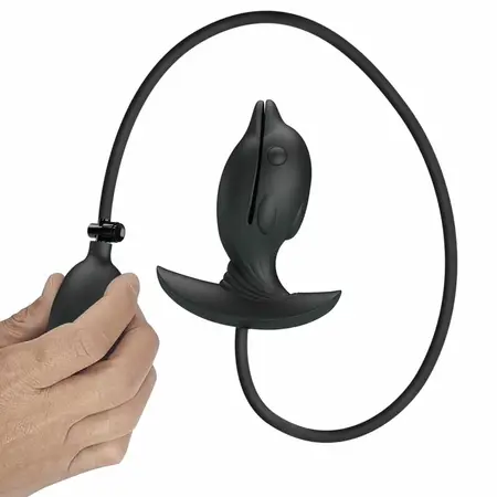 Pretty Love Inflatable Rechargeable Silicone Plug Black 10 Modes