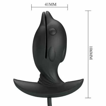 Pretty Love Inflatable Rechargeable Silicone Plug Black 10 Modes